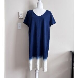 NWT J Jill Pure Jill Womens XL High Tide Dress Blue Coastal Beach Cottage Cotton